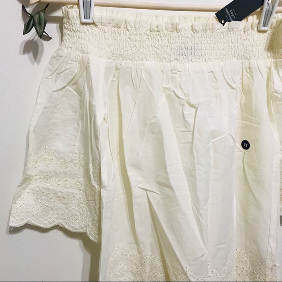 🆕 Abercrombie & Fitch Bohemian Cream Blouse with Embroidery  100% Cotton NWT - Picture 4 of 8